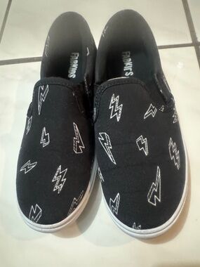 Kids Black Lightning Slip-On Shoes